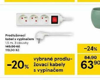 Tesco Prodlužovací kabel s vypínačem nabídka