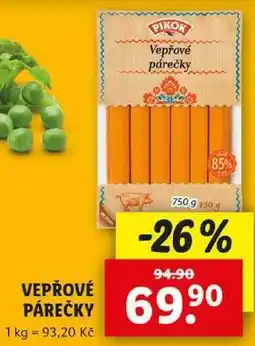 Lidl VEPŘOVÉ PÁREČKY, 750 g nabídka