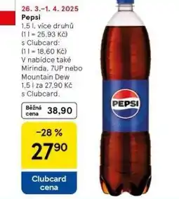 Tesco Pepsi, mirinda, 7up, mountain dew nabídka