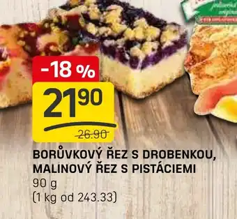 Flop Borůvkový řez s drobenkou, malinový řez s pistáciemi nabídka