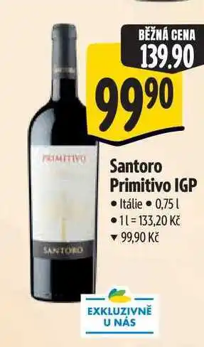 Albert Santoro Primitivo IGP 0,75 l nabídka