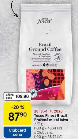 Tesco Tesco Finest Brazil Pražená mletá káva ,227 g nabídka