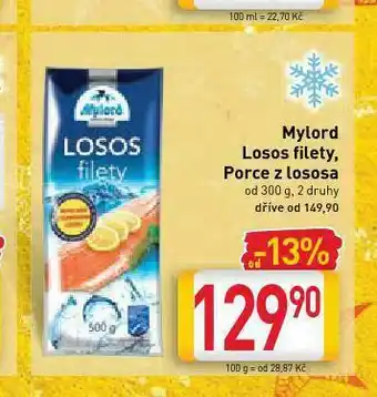Billa Mylord losos filety, porce lososa nabídka