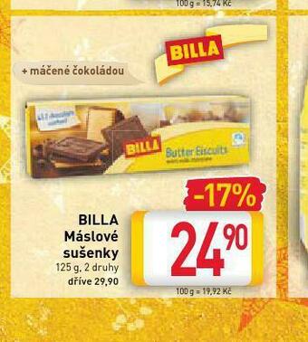 Billa Billa máslové sušenky nabídka