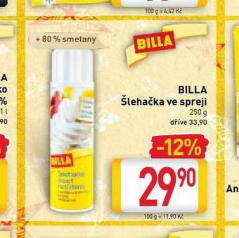 Billa Billa šlehačka ve spreji nabídka