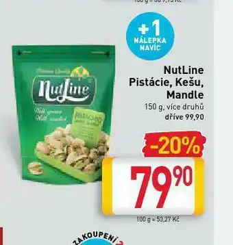 Billa Nutline pistácie, kešu, mandle nabídka