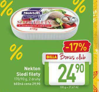 Billa Nekton sledí filety nabídka