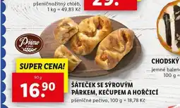 Lidl Šáteček se sýrovým párkem, kečupem a hořčicí nabídka