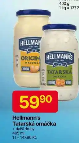Hruška Hellmann's majonéza, tatarská omáčka 405ml, vybrané druhy nabídka
