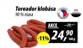 ZEMAN Toreador klobása 90% masa, 100 g nabídka