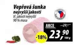 ZEMAN Vepřová šunka nejvyšší jakosti tř. jakosti nejvyšší 90% masa, 100 g nabídka