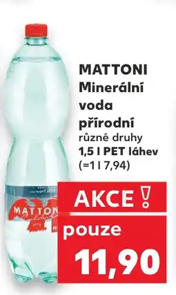 Kaufland MATTONI Minerální voda přírodní nabídka