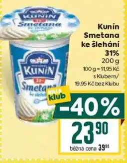 Billa Kunín Smetana ke šlehání 31% nabídka