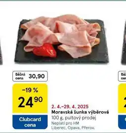 Tesco Moravská šunka výběrová nabídka
