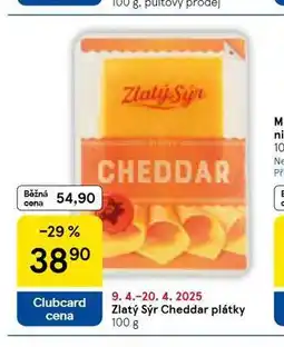Tesco Zlatý sýr cheddar plátky nabídka