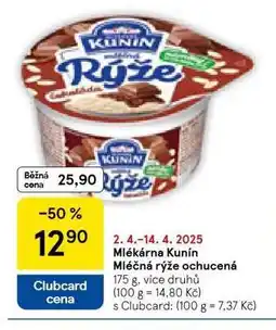 Tesco Kunín mléčná rýže ochucená nabídka