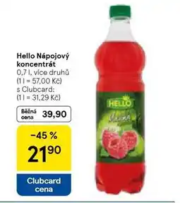 Tesco Hello nápojový koncentrát nabídka