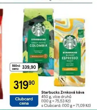 Tesco Starbucks zrnková káva nabídka