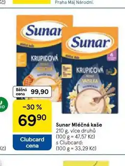 Tesco Sunar mléčná kaše nabídka