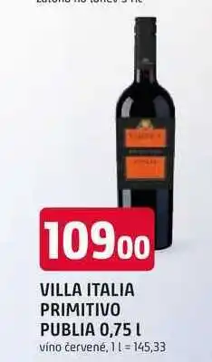 Trefa VILLA ITALIA PRIMITIVO PUGLIA 0,75 L nabídka