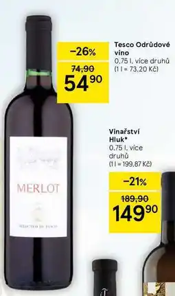 Tesco Tesco Odrůdové víno, 0.75 l, více druhů nabídka