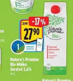 Albert Nature's Promise Bio čerstvé plnotučné 1 l nabídka