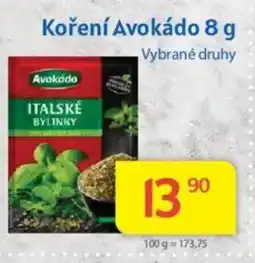 Kubík potraviny Koření Avokádo nabídka