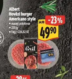 Albert Hovězí burger americano style nabídka