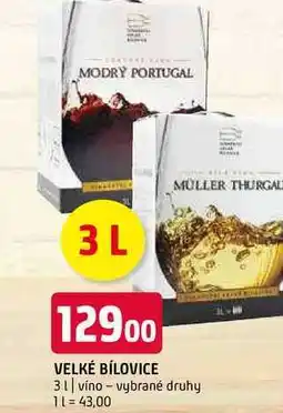 Terno Velké bílovice 3l víno vybrané druhy nabídka