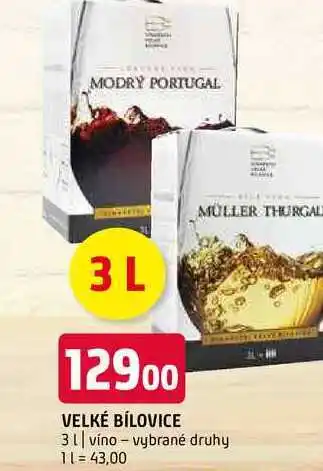 Terno Velké bílovice 3l víno vybrané druhy nabídka