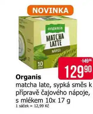 Teta Organis matcha late, sypká směs k přípravě čajového nápoje, s mlékem 10x 17 g nabídka