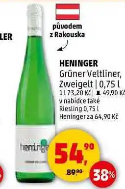 Penny Market HENINGER Grüner Veltliner, Zweigelt, 0,75 l nabídka