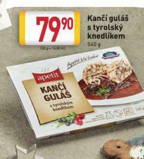 Billa Kančí guláš s tyrolským knedlíkem nabídka
