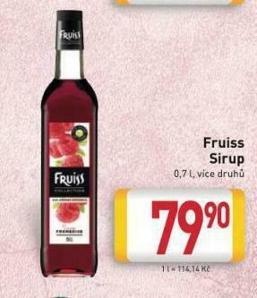 Billa Fruiss sirup nabídka
