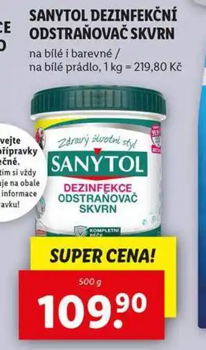 Lidl Sanytol dezinfekční odstraňovač skvrn nabídka