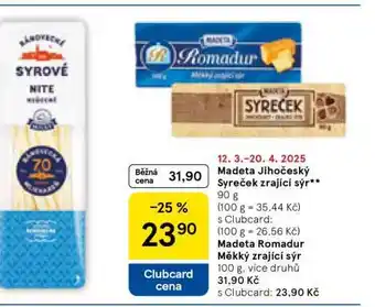 Tesco Madeta Jihočeský Syreček zrající sýr nabídka