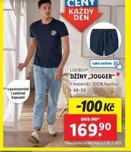 Lidl LIVERGY DŽÍNY „JOGGER“ nabídka