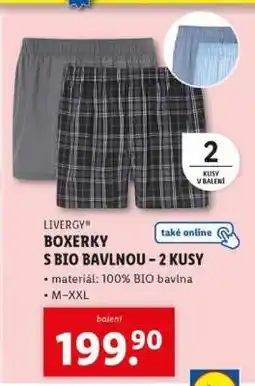 Lidl LIVERGY BOXERKY S BIO BAVLNOU - 2 KUSY nabídka
