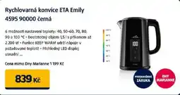 Datart Rychlovarná konvice ETA Emily 4595 90000 černá nabídka