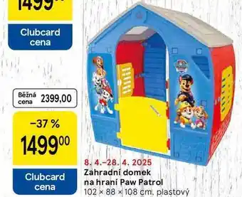 Tesco Zahradní domek na hraní Paw Patrol, 102 x 88 x 108 cm. plastový nabídka