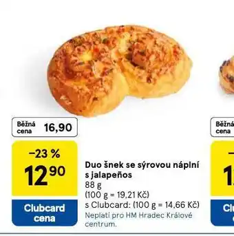 Tesco Duo šnek se sýrovou náplní s jalapenos nabídka