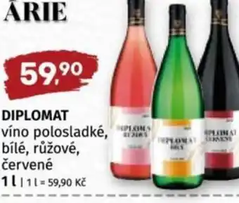 Coop DIPLOMAT víno polosladké, bílé, růžové, červené nabídka