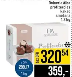 Jip Dolceria Alba profiteroles kakao smetana nabídka