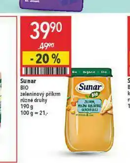 Globus Sunar bio zeleninový příkrm nabídka