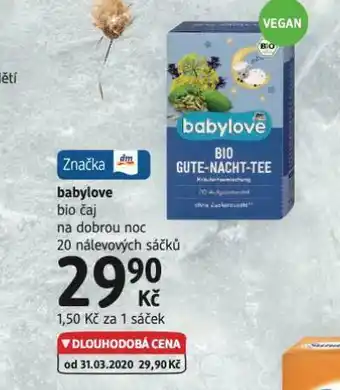 dm drogerie Babylove bio čaj nabídka