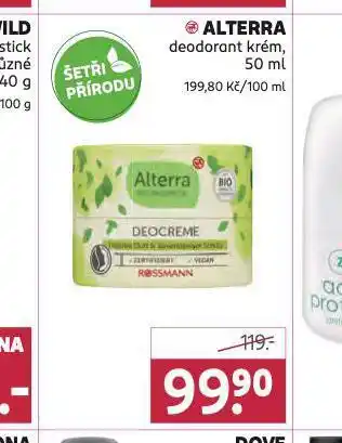 Rossmann Alterra dxeodorant krém nabídka