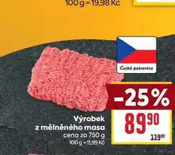 Billa Výrobek z mělněného masa cena za 750 g nabídka