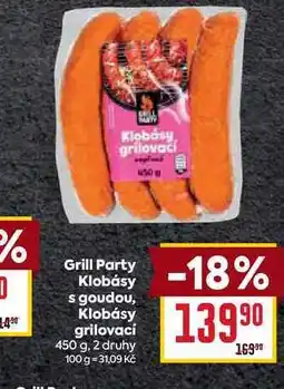 Billa Grill Party Klobásy s goudou, Klobásy grilovací 450 g nabídka