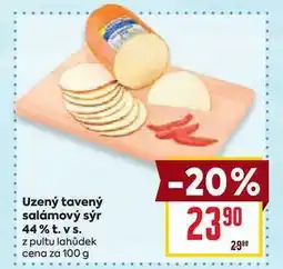 Billa Uzený tavený salámový sýr 44% t. vs. z pultu lahůdek cena za 100 g nabídka