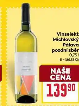 Billa Vinselekt Michlovský Pálava pozdní sběr 0,75l nabídka